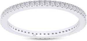 Authentic 1/5ct Natural Diamond Stackable Wedding Ring 14K Gold Plated Sterling Silver