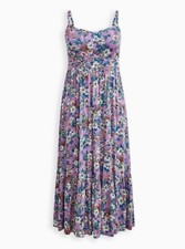 Torrid Purple Floral Maxi Dress NWT New Plus Size 0X Sleeveless Boho