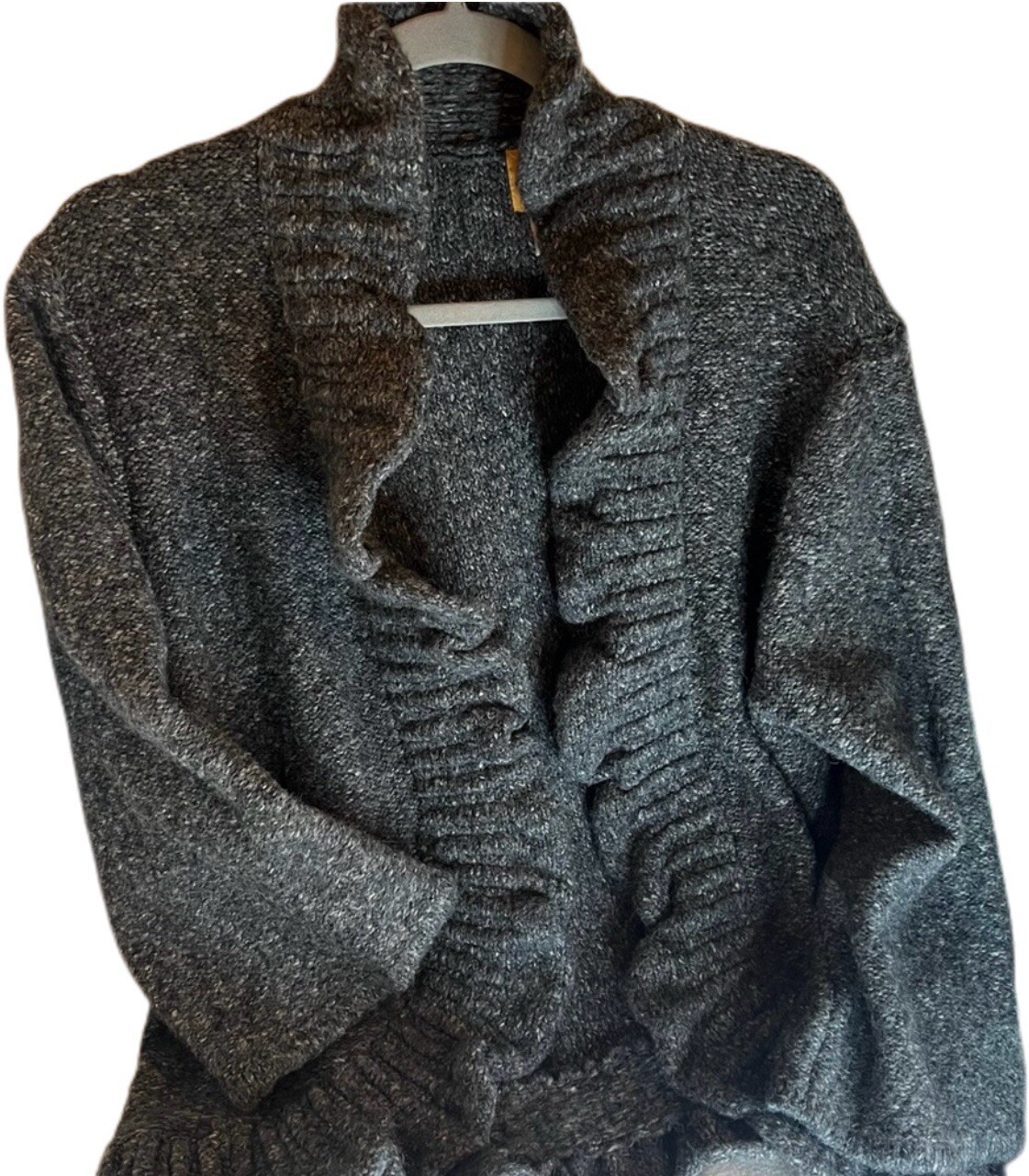 Ruby Rd. Cropped Gray comfy  Ruffled Boho Sweater… - image 12