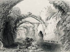 c1830 Antique Print CAERNARFONSHIRE - CONWY CASTLE GREAT HALL by Bartlett