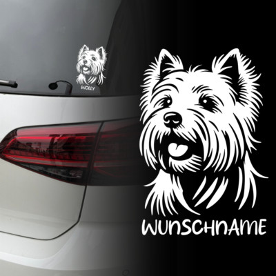 Auto Aufkleber | West Highland White Terrier | Name | Personalisiert Sticker 687