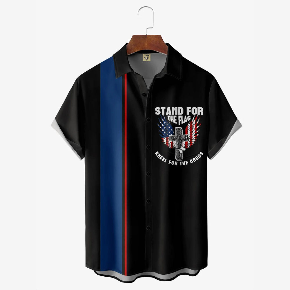 Stand For The Flag Kneel For The Cross Hawaiian Shirt