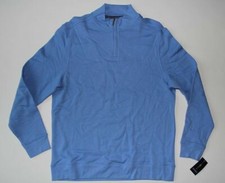 New Club Room Granada Blue Men's Large Quarter Zip Pullover Sweatshirt