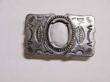 Vintage Western Cabochon Mounting Nickel Silver Belt Buckle