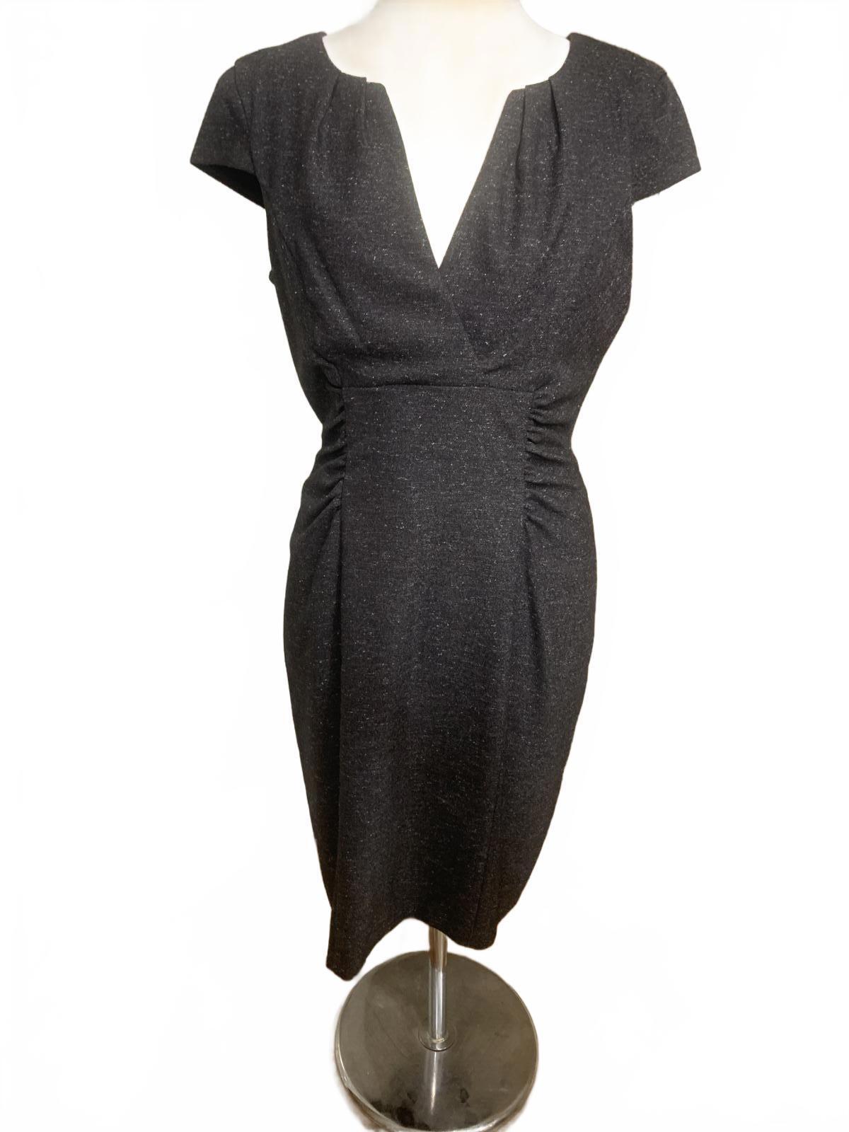 Grey Tweed Retro Sheath Dress with Cap Sleeves Size 12