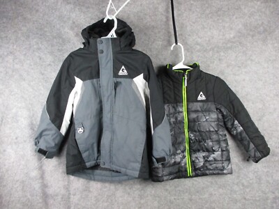 Gerry 3 in 1 Jacket Youth Boys Extra Small 5/6 Grey Black Hooded Full Zip Winter