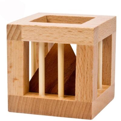 Secret Pyramid Wood Brain Teaser Intelligence Puzzle IQ Cube Trick 3D Kid T B9Z4