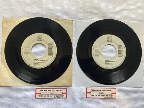 Queen 45 Single Lot – Bohemian Rhapsody & We Are The Champions w/ Title Strip