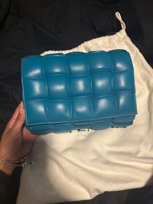 Bottega Veneta Padded Cassette Crossbody Teal Leather