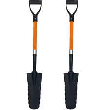 27 In. Lengh Fibreglass Handle Drain Shape Teeth Shovel, D-Grip with Heavy-Duty