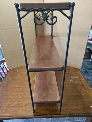 Longaberger Wrought Iron Bookcase Shelf With 3 Warm Brown Wooden