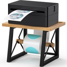 Label Holder for Rolls and Fan-fold Labels, Wooden Label Stand for Shipping L...