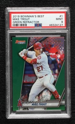 2019 Bowman's Best Green Refractor 75/99 Mike Trout #1 PSA 9 MINT gp1
