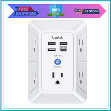 5 Outlet Extender Multi Plug Wall Outlets with 4 USB Charging Ports 1 USB C Out