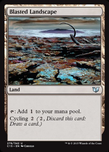 1x Lightly Played, English, Blasted Landscape - Commander 2015 - MTG