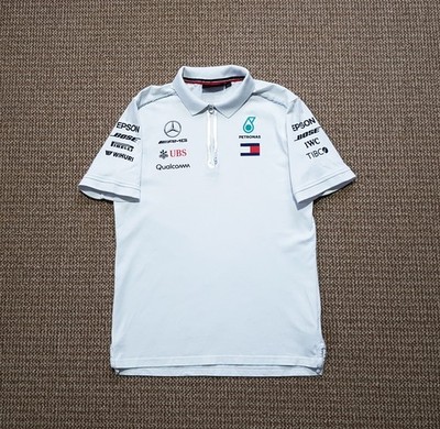 Mercedes AMG Petronas Men's F1 Team Polo Shirt Qualcomm UBS Bose sz M