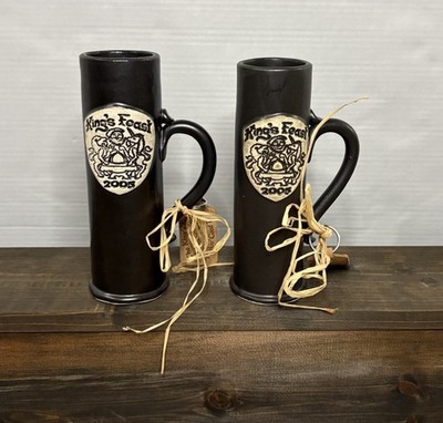Ayinger Kings Feast 2005 Beer Stein Mug Tall German Stoneware Set 2