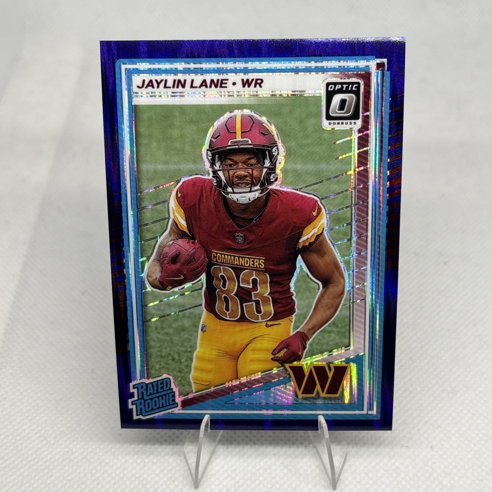2025 Panini Optic Purple Shock Rated Rookie Jaylin Lane Prizm #249 Commanders RC