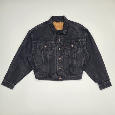 Vintage 90s Levi s Levis 70598 USA Men s S Black Denim Jean Trucker Jacket