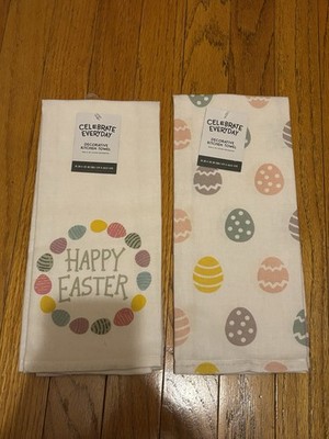 Celebrate Everyday Decorative Kitchen Towel Set 15 In X 25 In Happy Easter Eggs