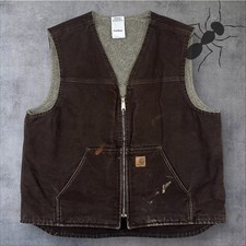 Add sku Vintage Y2K brown Carhartt Sherpa lined work wear vest