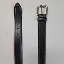 NWT Polo Ralph Lauren Black Leather Belt Mens Italian Saddle Leather Stitched