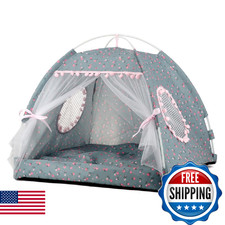 pawstrip Dog Tent Indoor Cat House Pink Puppy Bed Portable Pet Teepee Princess D