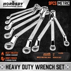 9PC Offset Box Wrench Set w/ Rolling Pouch 50-Degree Metric 6-24mm 12 Point CR-V