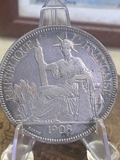 1908 - French Indochina 1 Piastre coin