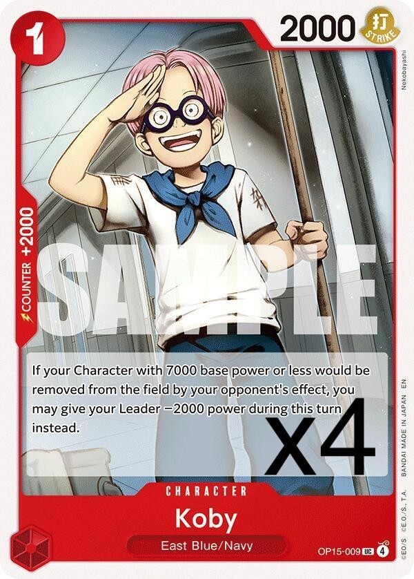 4X One Piece Card Game Koby OP15-009 Uncommon NM