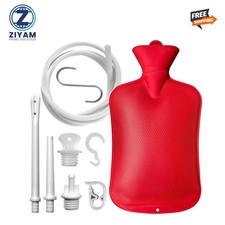 2L Home Enema Bag Kit with 2 Tips, 60 Inch Silicone Hose, Controlable Flow Valve