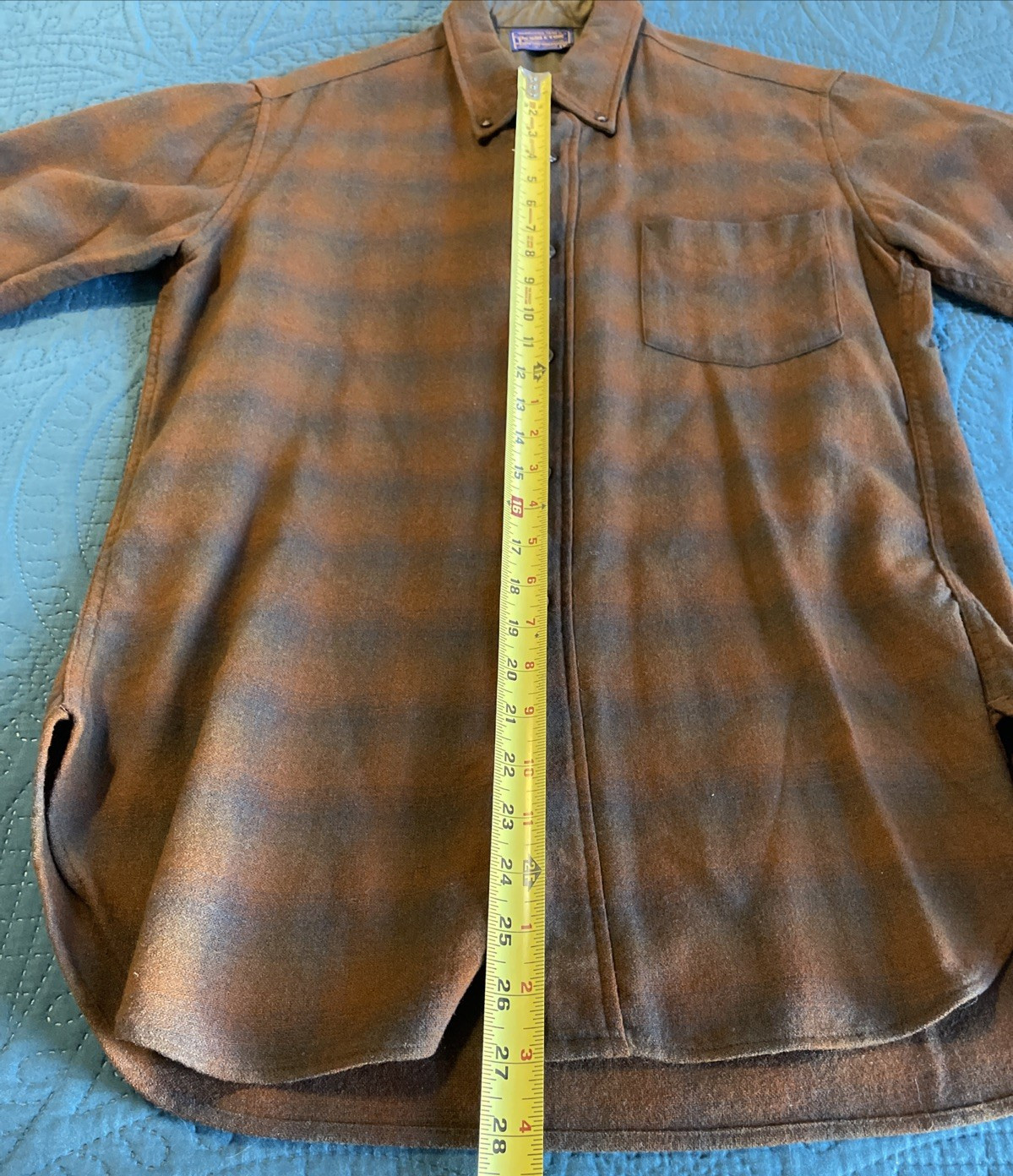 VTG Pendleton Rust Orange Brown Plaid Virgin Wool… - image 9