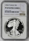 1994-P American Silver Eagle $1 Proof PF 69 Ultra Cameo NGC