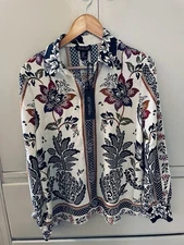 NEW Rachel Zoe Women’s Blouse Button In Front Floral Long Sleeve Cream