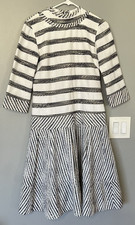 J. Crew Women's Dress Size 4 Heavyweight Lined White Grey 3/4 Sleeve