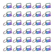 30Pcs Key Fob Hardware 1in 26mm with Key Rings for Lanyards Colorful