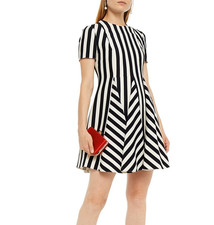 NWT Valentino Luxury Striped Wool Silk Blend Mini Dress, IT38/US 2