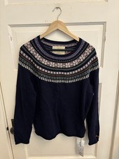 Bogner Fire  Ice Women  s Navy Amelia Fair Isle Wool Sweater Size 10 New 229