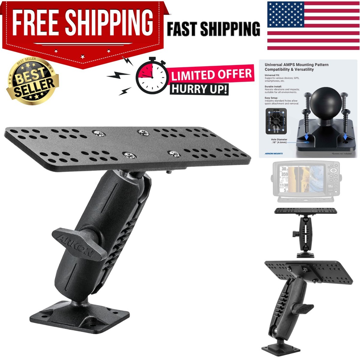 best mounts for fish finders Arkon Universal Marine Electronic Fishfinder Mount install the YakAttack Fish Finder Mount on your kayak today! YakAttack Fish Finder Mount Round