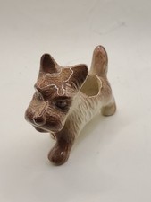 Scottie dog brown cream small ceramic planter. Heavy. Vintage. Adorable