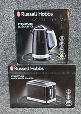 Image of Russell Hobbs Structure Set 1.7L Kettle 28081 & 2 Slice Toaster 28091 - Black