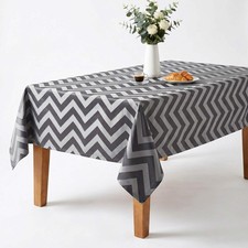 Charcoal Chevron Jacquard Wedding Tablecloth Rella Polyester Dining Cover