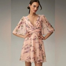 Anthropologie Mac Duggal Short-Sleeve V-Neck Mini Dress Sz 4