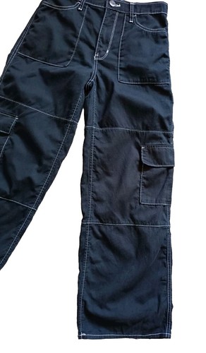 Pantalones cargo para mujer talla 28x32 negros pierna ancha tiro alto paracaídas - Imagen 3 de 9