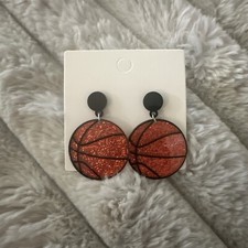 Glittery Basketball Earrings