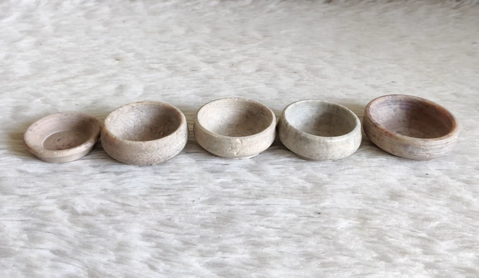 Antique Primitive Handmade Stone Bowl For Sauces Kitchen Collectible 5Pcs STO411 - Image 4 of 4