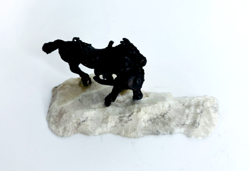 Vintage Metal Bronze Soldier Warrior Horse Figurine Statue - Picture 3 of 9