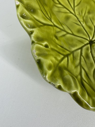 Vtg Handpainted Italian Pottery Green Leaf Dish/Bowl Made In Italy - Picture 3 of 8