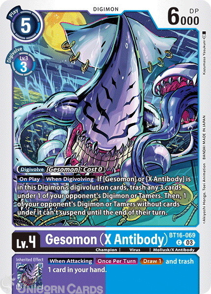 BT16-069 Gesomon (X Antibody) : Common Digimon Card : BT16: Beginning Observer