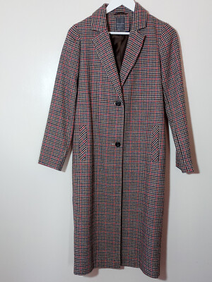 Primark houndstooth single breasted mid-length coat Size 6